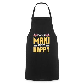 You Maki Miso Happy Sushi Ramen Japanese Kawaii - Cooking Apron - black - Front - AI Model Male 185 dark (185cm)