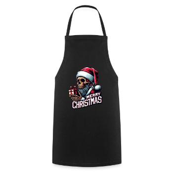 Spooky Santa Claus Skull with Parcel - Cooking Apron - black - Front - AI Model Male 185 dark (185cm)