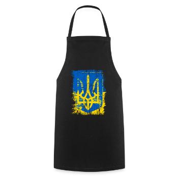 Ukraine - Kochschürze - Schwarz - Vorne - AI Model Male 185 dark (185cm)