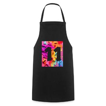 NO. 11 NUMBER 11 COLORFUL 11TH BIRTHDAY - Cooking Apron - black - Front - AI Model Male 185 dark (185cm)
