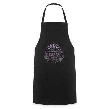Vintage 1973 Birthday Vintage - Cooking Apron - black - Front - AI Model Male 185 dark (185cm)