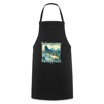 Grunge-Landschaft der Insel Kalanggaman: - Kochschürze - Schwarz - Vorne - AI Model Male 185 dark (185cm)