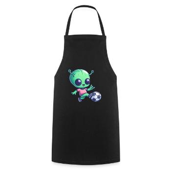 Soccer Playing Alien: Green Galaxy Meets - Cooking Apron - black - Front - AI Model Male 185 dark (185cm)