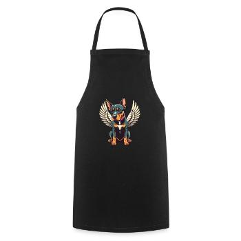 Doberman ange, ailes bande dessinée, chien Illustration - Tablier de cuisine - noir - Devant - AI Model Male 185 dark (185cm)