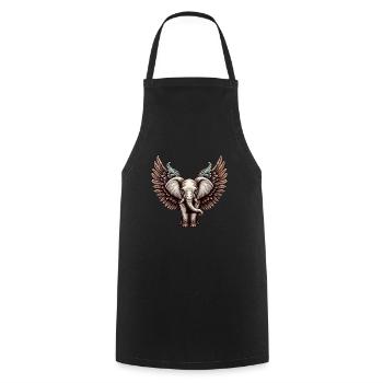 Christmas Elephant: Angel of Gentleness with Wings - Cooking Apron - black - Front - AI Model Male 185 dark (185cm)