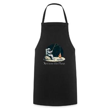 Astronaut Pizza Fishing in Space - Cooking Apron - black - Front - AI Model Male 185 dark (185cm)