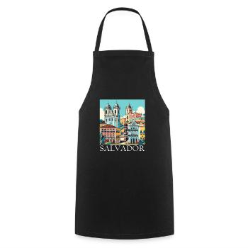 Salvador, Brazil, Colonial Architecture - Cooking Apron - black - Front - AI Model Male 185 dark (185cm)