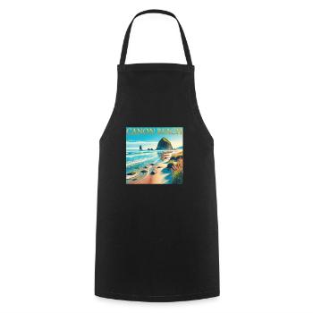 Cannon Beach Oregon Beach vacances Design - Tablier de cuisine - noir - Devant - AI Model Male 185 dark (185cm)