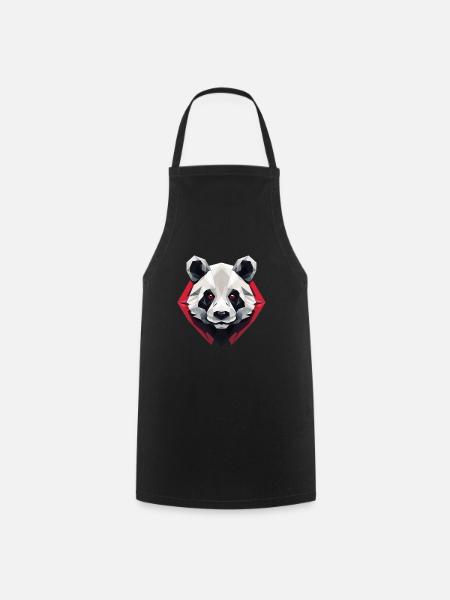 Polygonales Panda Portrait mit Roten Augen - Kochschürze - Schwarz