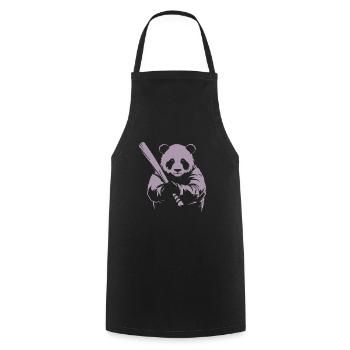 Minimalistische Panda Baseballspieler Silhouette - - Kochschürze - Schwarz - Vorne - AI Model Male 185 dark (185cm)