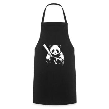 Minimalistische Panda Baseballspieler Silhouette - - Kochschürze - Schwarz - Vorne - AI Model Male 185 dark (185cm)