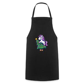 Licorne de Noël - Magique Assis sur le bronzage - Tablier de cuisine - noir - Devant - AI Model Male 185 dark (185cm)