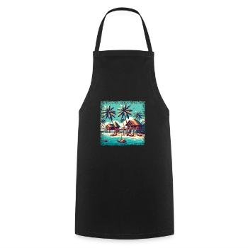 Reethi Beach Maldives Vacances Grunge - Tablier de cuisine - noir - Devant - AI Model Male 185 dark (185cm)
