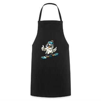 Owl Snowboarder Winter Adventure - Cooking Apron - black - Front - AI Model Male 185 dark (185cm)