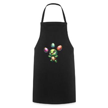 Turtle juggling easter eggs, artistic darst - Cooking Apron - black - Front - AI Model Male 185 dark (185cm)