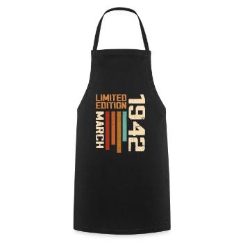 March 1942 Birthday 1942 Retro 1942 March - Cooking Apron - black - Front - AI Model Male 185 dark (185cm)