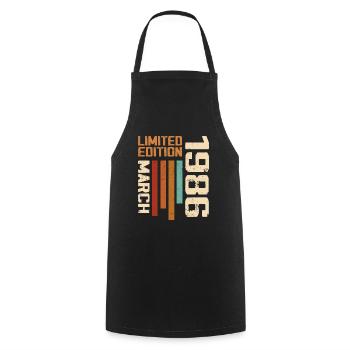 Mars 1986 Anniversaire 1986 Retro 1986 Mars - Tablier de cuisine - noir - Devant - AI Model Male 185 dark (185cm)