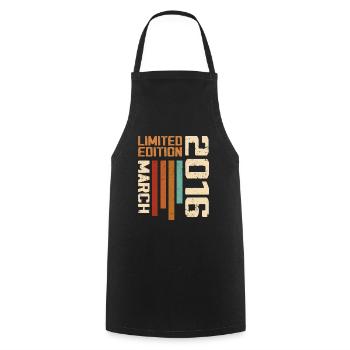 March 2016 Anniversary 2016 Retro 2016 March - Cooking Apron - black - Front - AI Model Male 185 dark (185cm)