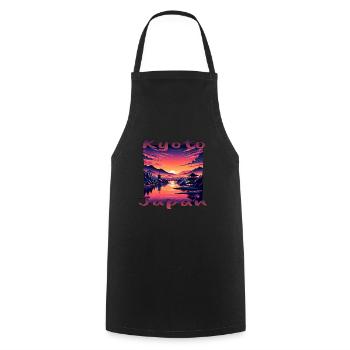 Kyoto at Sunset: Pagodas & Rivers - Cooking Apron - black - Front - AI Model Male 185 dark (185cm)