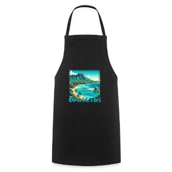 Waikiki Beach: Nature, Diving & Grunge Flair - Cooking Apron - black - Front - AI Model Male 185 dark (185cm)