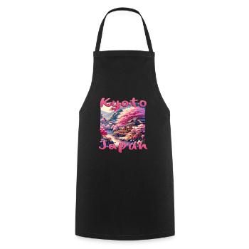 Kyoto Magic: Sunset, Pagodas & River - Cooking Apron - black - Front - AI Model Male 185 dark (185cm)