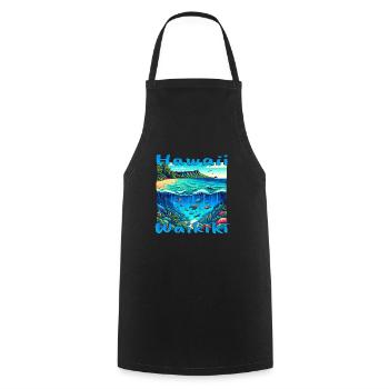 Hawaii Waikiki: Urlaub mit Tauchen & Fischen - Kochschürze - Schwarz - Vorne - AI Model Male 185 dark (185cm)