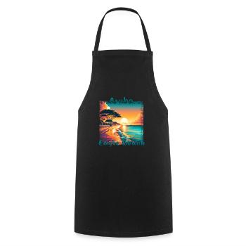 Grunge Summer Getaway Eagle Beach Aruba - Cooking Apron - black - Front - AI Model Male 185 dark (185cm)