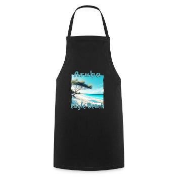 Aruba Urlaub Eagle Beach Design - Kochschürze - Schwarz - Vorne - AI Model Male 185 dark (185cm)