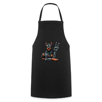 Doberman Robot Cyborg Chien Futuriste - Tablier de cuisine - noir - Devant - AI Model Male 185 dark (185cm)