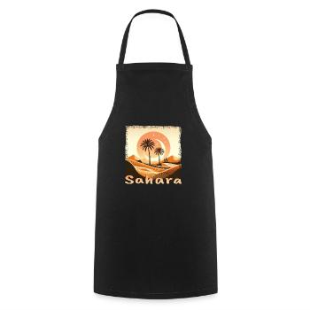 Marokko Sahara Wüste & Palme Sonnenuntergang - Kochschürze - Schwarz - Vorne - AI Model Male 185 dark (185cm)