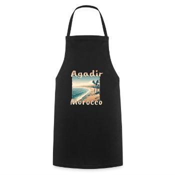 Agadir Maroc : Vacances Grunge à la plage - Tablier de cuisine - noir - Devant - AI Model Male 185 dark (185cm)