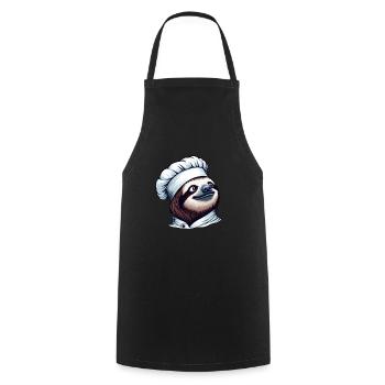 Proud Sloth Chef: Master at the Stove - Cooking Apron - black - Front - AI Model Male 185 dark (185cm)