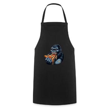 Gorilla Pizza Lover Funny Design - Cooking Apron - black - Front - AI Model Male 185 dark (185cm)