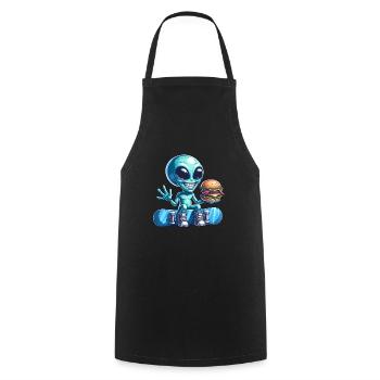 Alien Snowboarder Hamburger Restauration Rapide - Tablier de cuisine - noir - Devant - AI Model Male 185 dark (185cm)