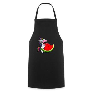 Einhorn Melone Süß Comic Verrückt Lustig - Kochschürze - Schwarz - Vorne - AI Model Male 185 dark (185cm)