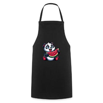 Panda à la pastèque fruité drôle - Tablier de cuisine - noir - Devant - AI Model Male 185 dark (185cm)