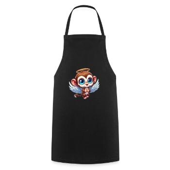 Singe Chimpanzé Ange Dessin Animé - Tablier de cuisine - noir - Devant - AI Model Male 185 dark (185cm)