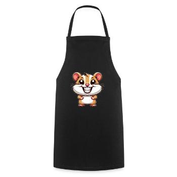 Mignon hamster cochon d’Inde bande dessinée drôle - Tablier de cuisine - noir - Devant - AI Model Male 185 dark (185cm)