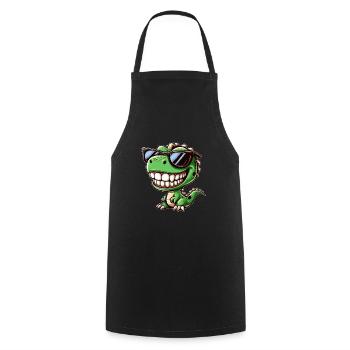 Cooler Dino T-Rex Cartoon mit Sonnenbrille - Kochschürze - Schwarz - Vorne - AI Model Male 185 dark (185cm)