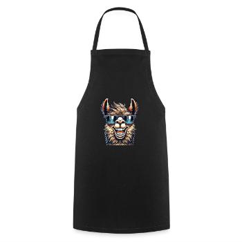 Cool llama alpaca with sunglasses summer - Cooking Apron - black - Front - AI Model Male 185 dark (185cm)