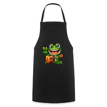 Frosch Gitarre Gitarrist Süß Comic Musiker Peace - Kochschürze - Schwarz - Vorne - AI Model Male 185 dark (185cm)