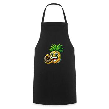 Drôle Ananas Donut Dessin Animé Fruité Sucré Desig - Tablier de cuisine - noir - Devant - AI Model Male 185 dark (185cm)