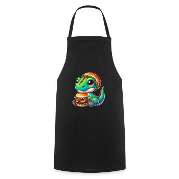 T-Rex Dinosaur Pumpkin Hat Whimsical Design - Cooking Apron - black - Front - AI Model Male 185 dark (185cm)