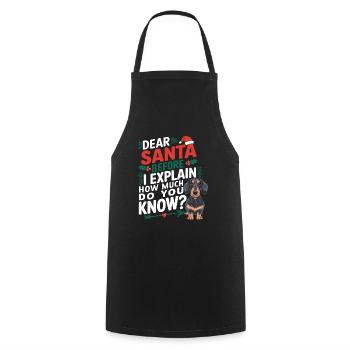 Père Noël, qu’en savez-vous ? Noël teckel - Tablier de cuisine - noir - Devant - AI Model Male 185 dark (185cm)