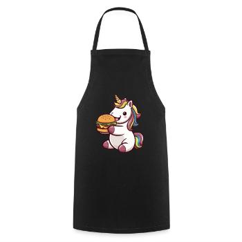Kawaii Einhorn isst Hamburger - Kochschürze - Schwarz - Vorne - AI Model Male 185 dark (185cm)
