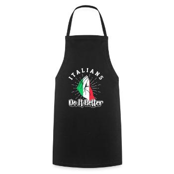 Italien Italien Italien Drôle de dicton - Tablier de cuisine - noir - Devant - AI Model Male 185 dark (185cm)