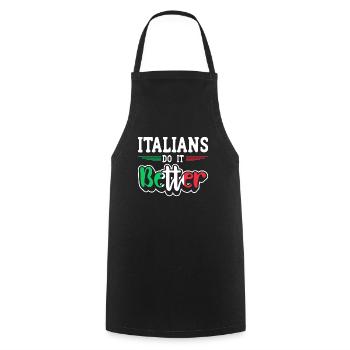 Italien Italien Italien Drôle de dicton - Tablier de cuisine - noir - Devant - AI Model Male 185 dark (185cm)