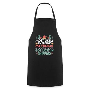 Noël Noël drôle dire humour drôle - Tablier de cuisine - noir - Devant - AI Model Male 185 dark (185cm)