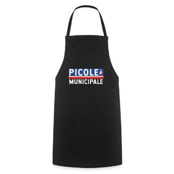 tee-shirt picole municipale - Tablier de cuisine - noir - Devant - AI Model Male 185 dark (185cm)