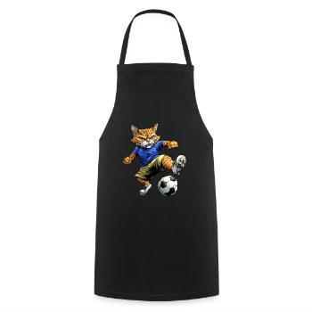 Katzen Fussball - Kochschürze - Schwarz - Vorne - AI Model Male 185 dark (185cm)